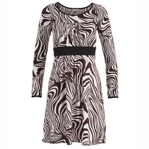 *3/$30* Earth Song Zebra Print Fit & Flare Dress